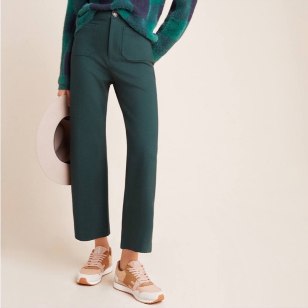 Anthropologie Forest Green Wide-Leg Pants